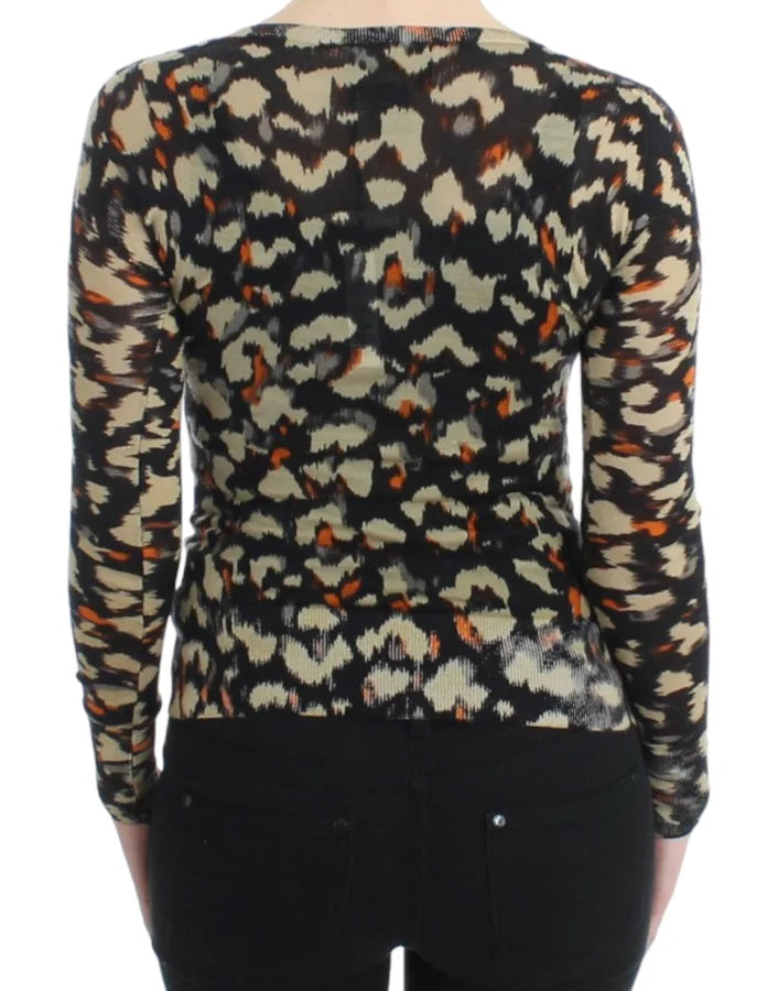 Cavalli Multicolor v-neck wool jumper