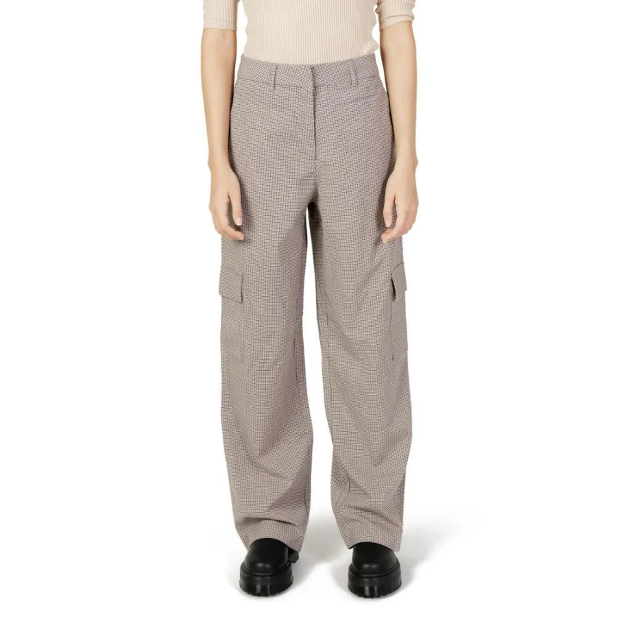 Only Beige Polyester Cargo Pants
