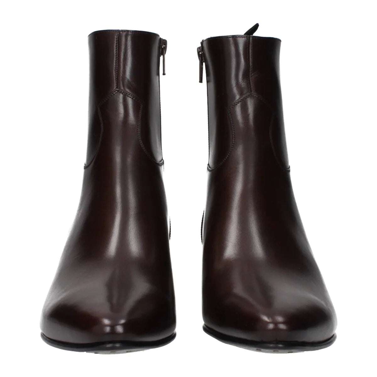 Celine Red Leather Ankle Boots with Vintage Effect