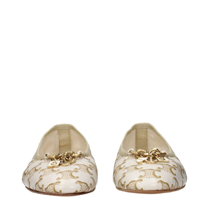 Celine White Leather Ballet Flats