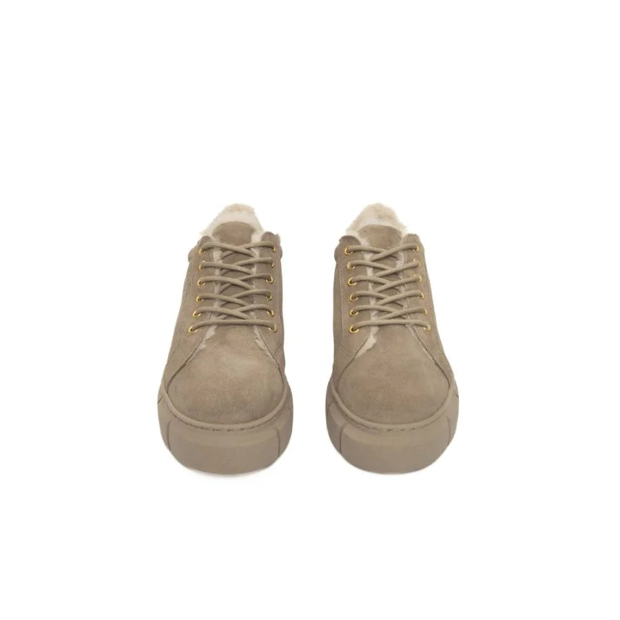 Cerruti 1881 Beige Calfskin Women Platform Sneaker