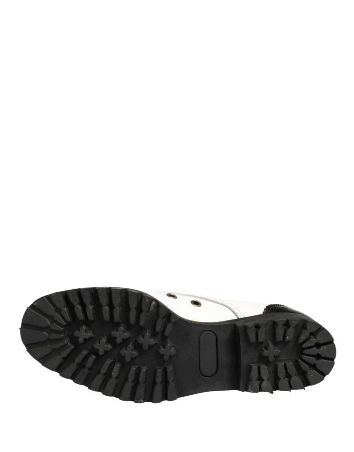 Cesare Paciotti Black White Leather Derby Shoes