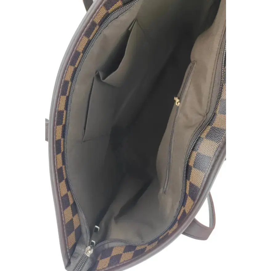 Stylish Checkered PVC Two Piece Bag Set Sleek Sophistication Bags Shoulder bags Trendsi