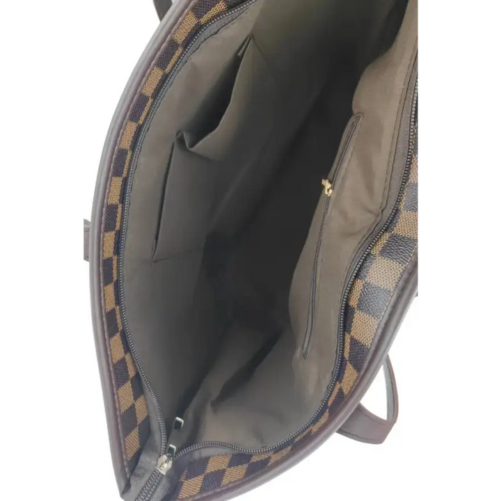 Stylish Checkered PVC Two Piece Bag Set Sleek Sophistication Bags Shoulder bags Trendsi