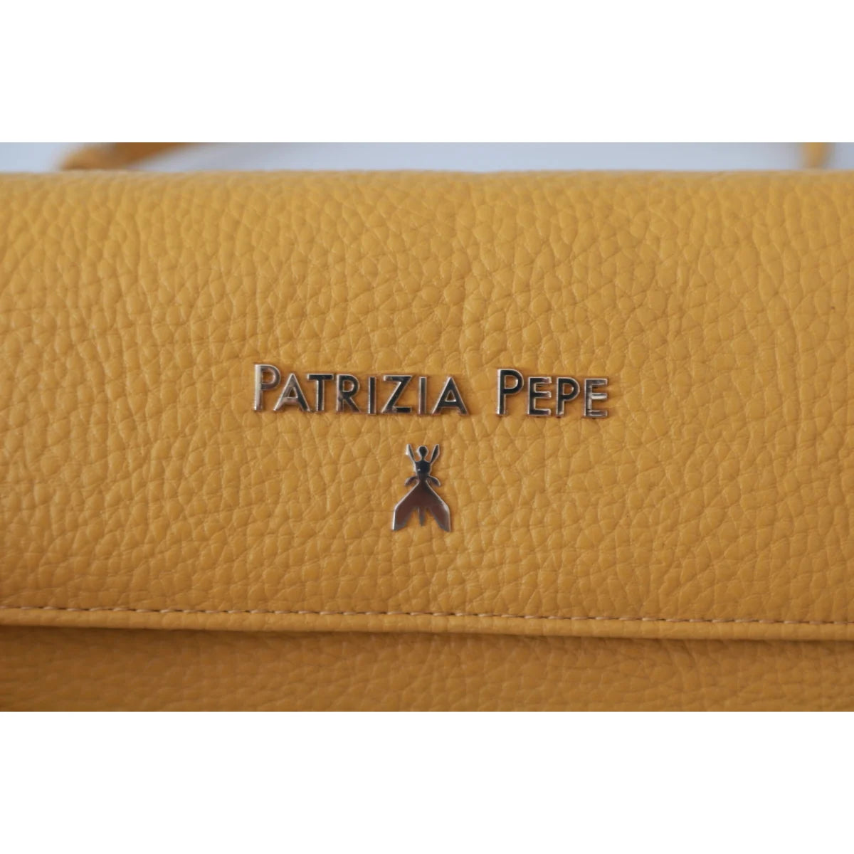 Chic PATRIZIA PEPE Yellow Leather Shoulder Bag with Handle Patrizia Pepe