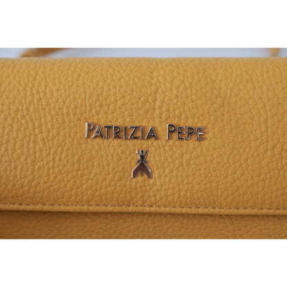 Chic PATRIZIA PEPE Yellow Leather Shoulder Bag with Handle Patrizia Pepe