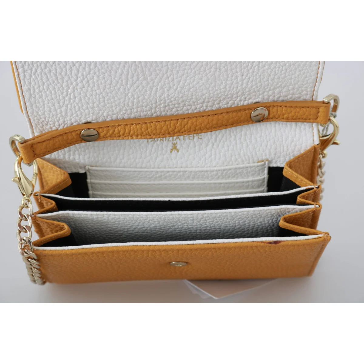 Chic PATRIZIA PEPE Yellow Leather Shoulder Bag with Handle Patrizia Pepe