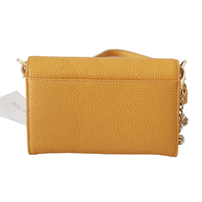 Chic PATRIZIA PEPE Yellow Leather Shoulder Bag with Handle Patrizia Pepe