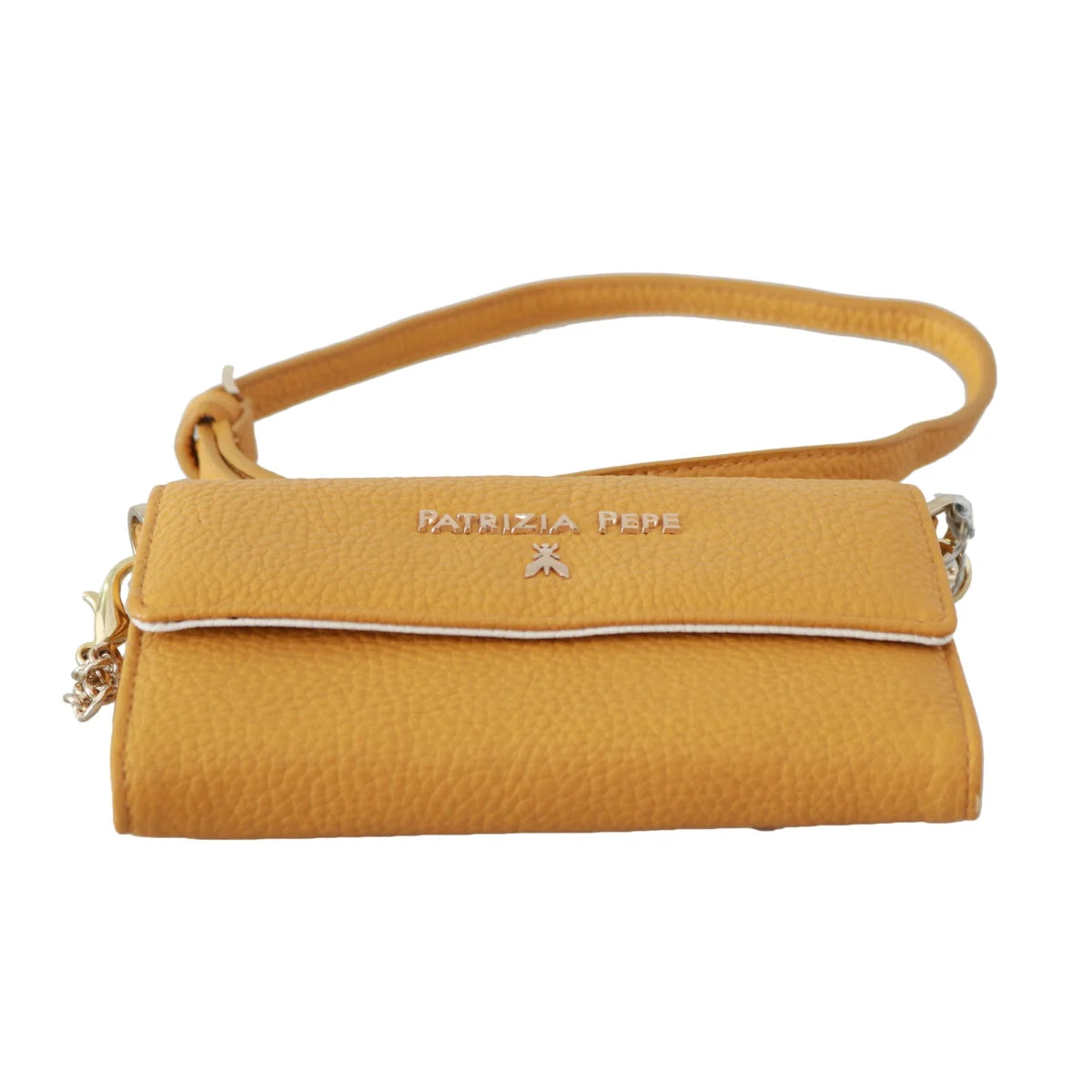 Chic PATRIZIA PEPE Yellow Leather Shoulder Bag with Handle Patrizia Pepe