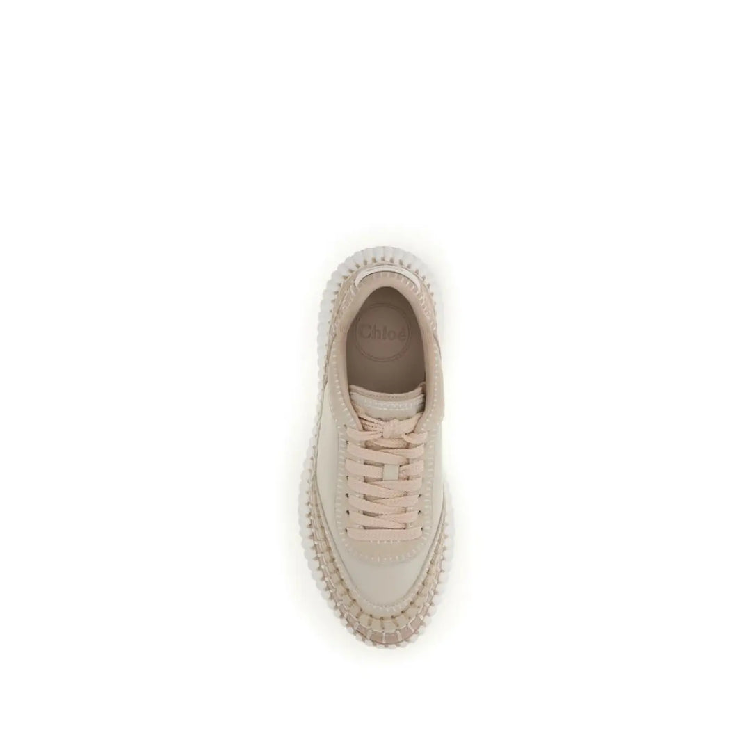 Chloé Beige Calf Leather Bos Taurus Platform Sneakers