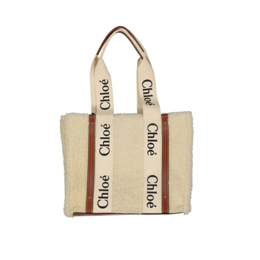 Chloé Beige Lamb Fur Tote Bag