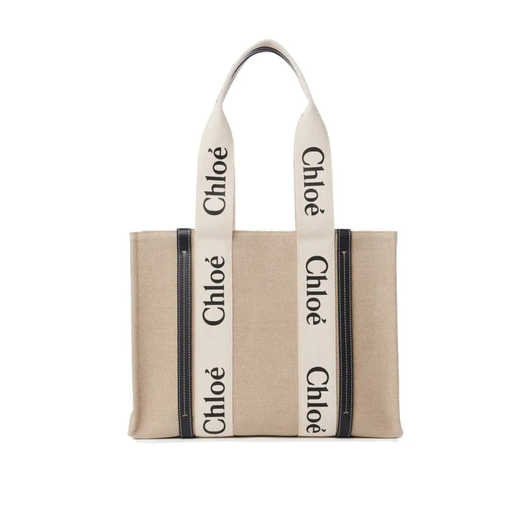 Chloé Beige Linen Tote Bag