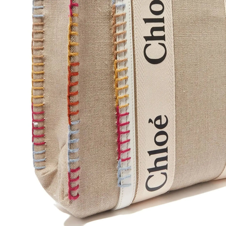 Chloé Beige Linen Tote Bag