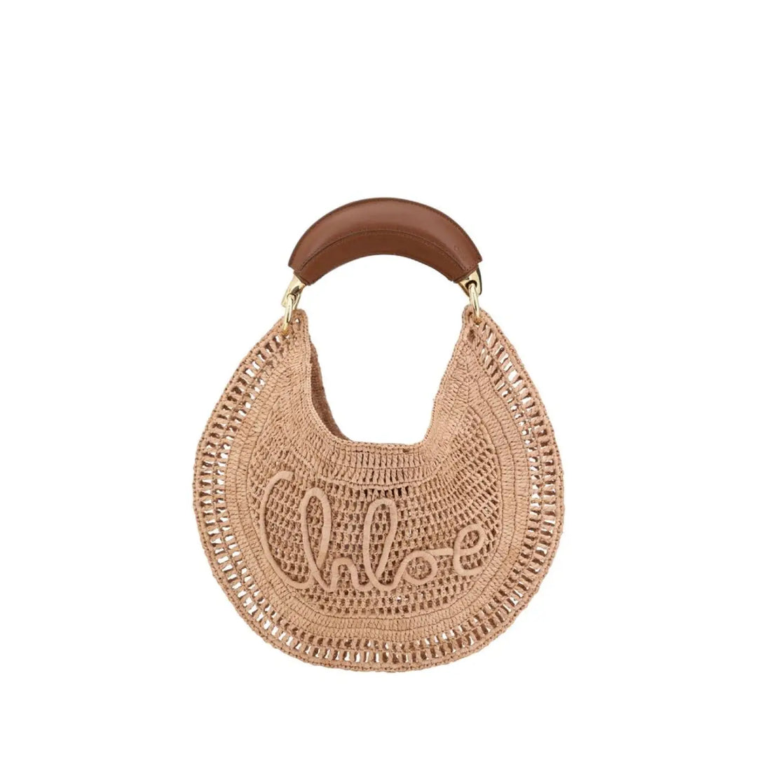 Chloé Beige Raffia Shoulder Bag