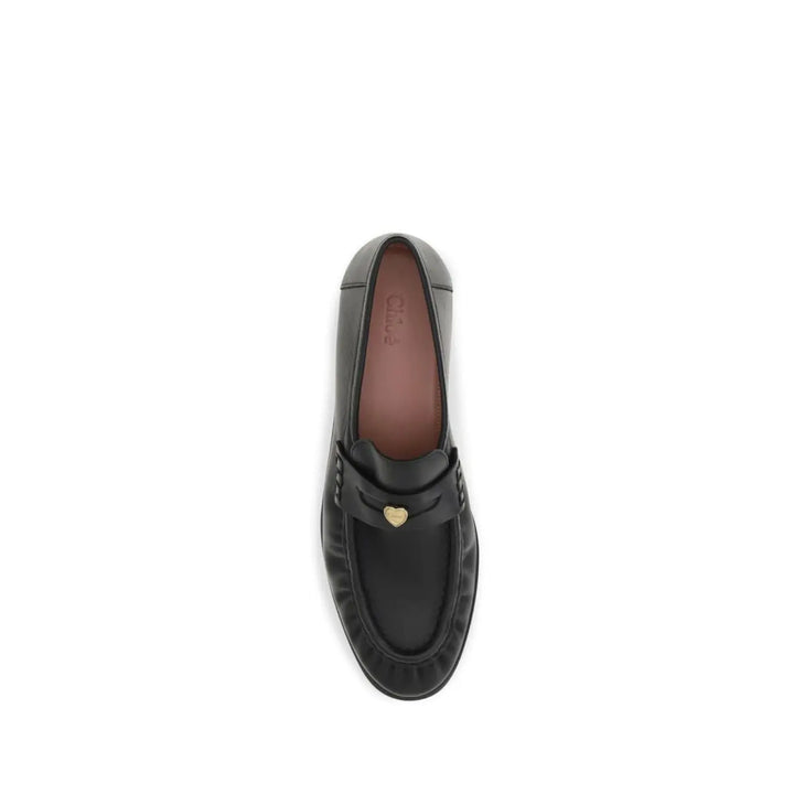 Chloé Black Calf Leather Bos Taurus Slip-on Loafers