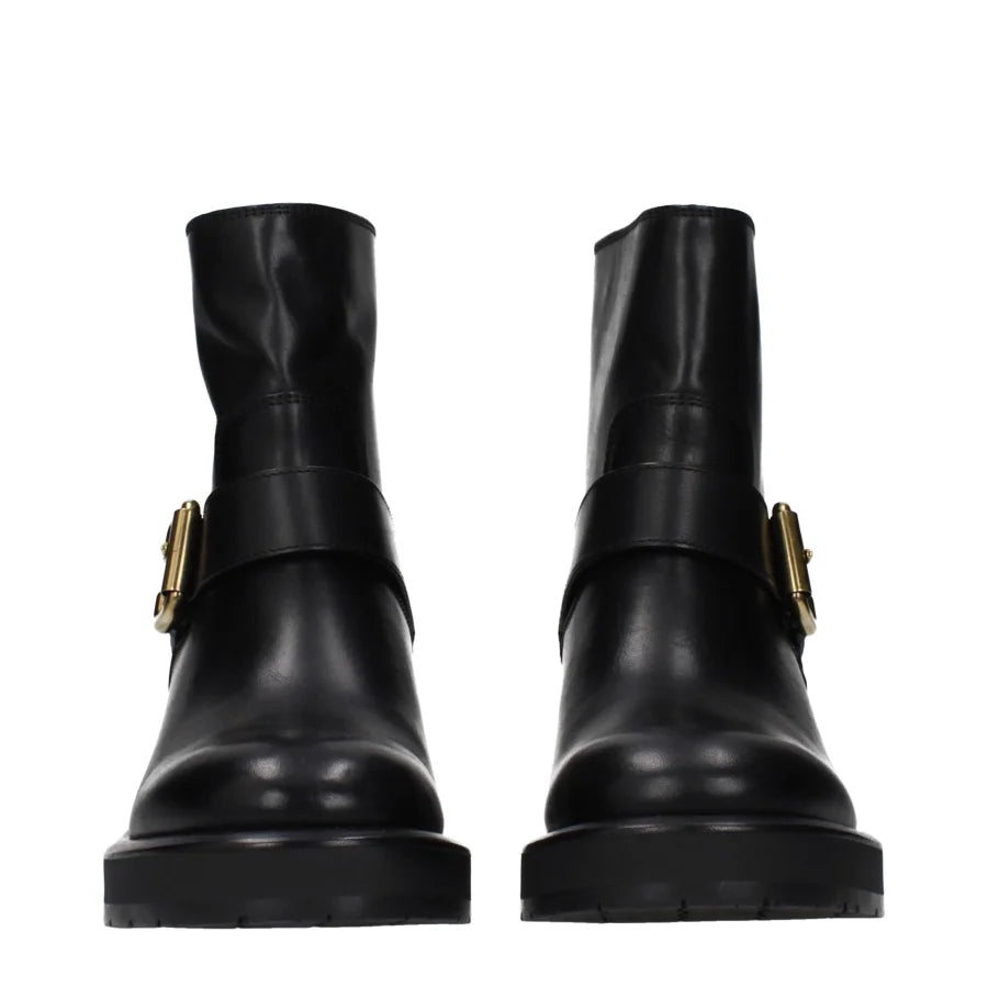 Chloé Black Leather Ankle Boots