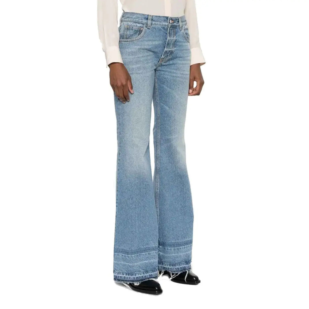 Chloé Blue Cotton Bootcut Jeans
