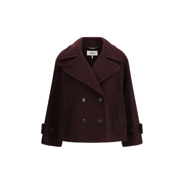 Chloé Overcoats - Bordeaux Fleece Wool Coat