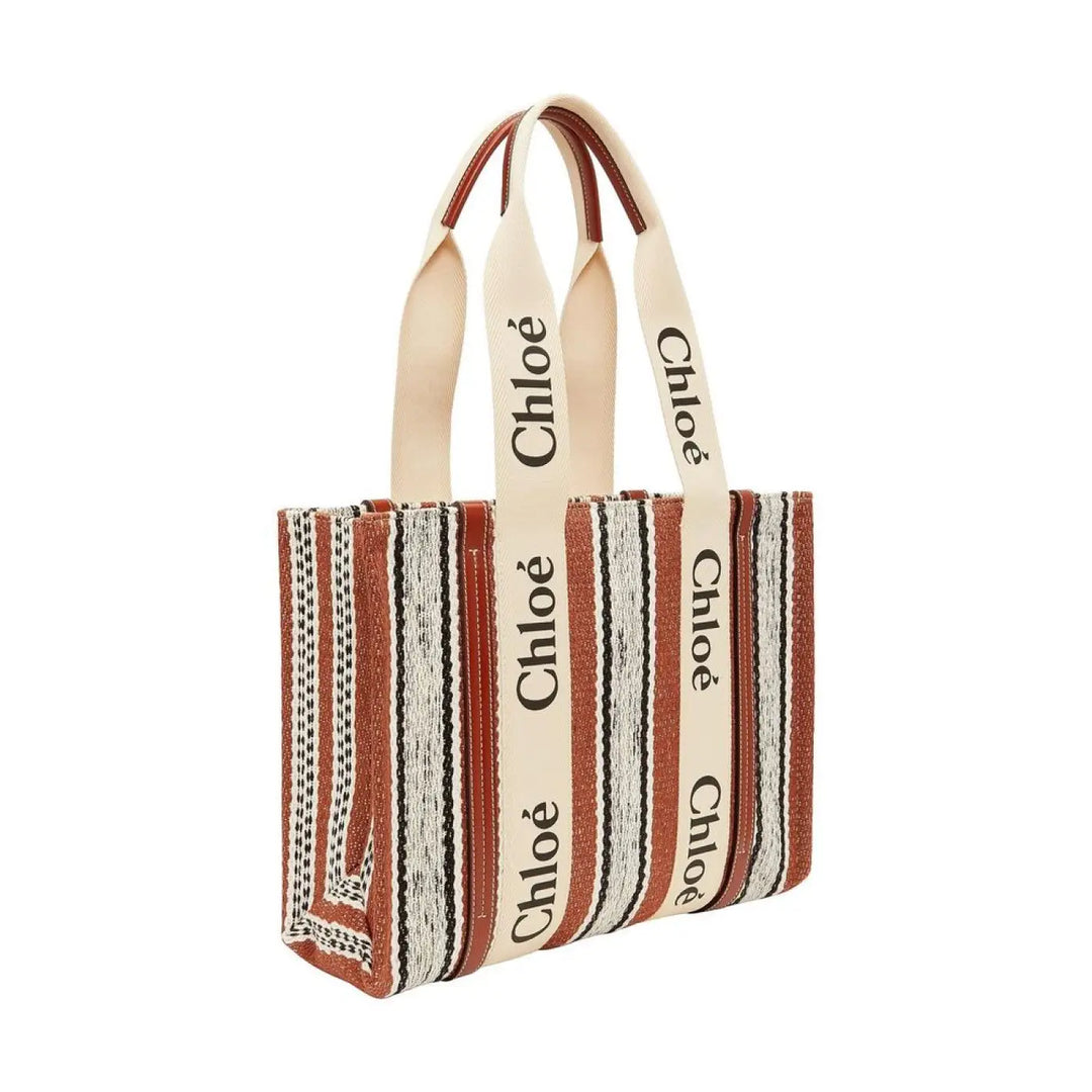 Chloé Brown Linen Tote Bag