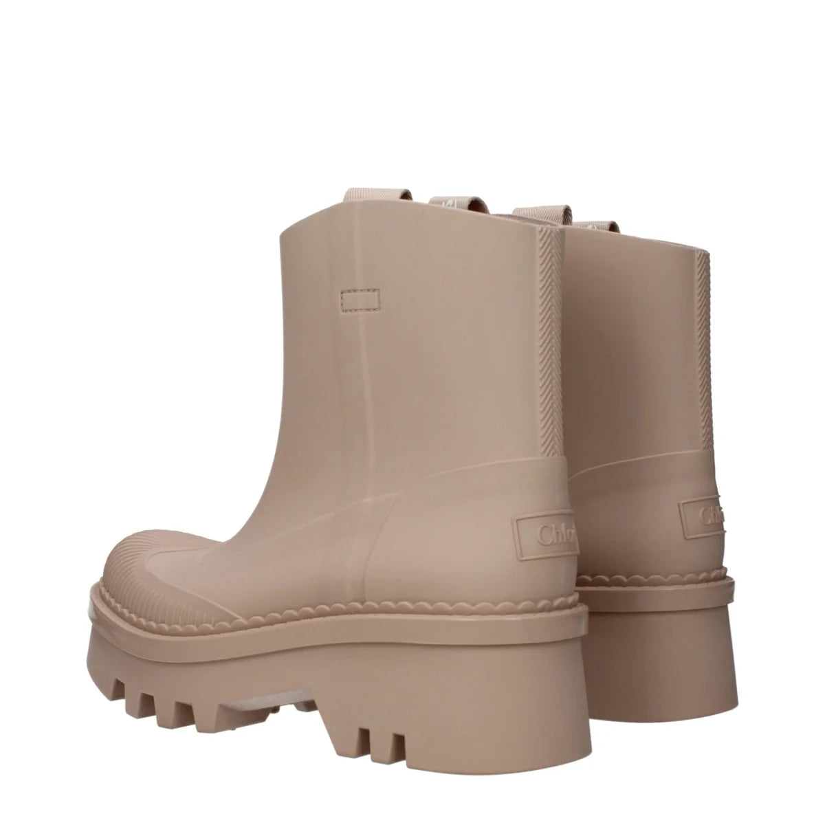 Chloé Pink Rubber Ankle Boots CHC23A904FP26G with Back Logo