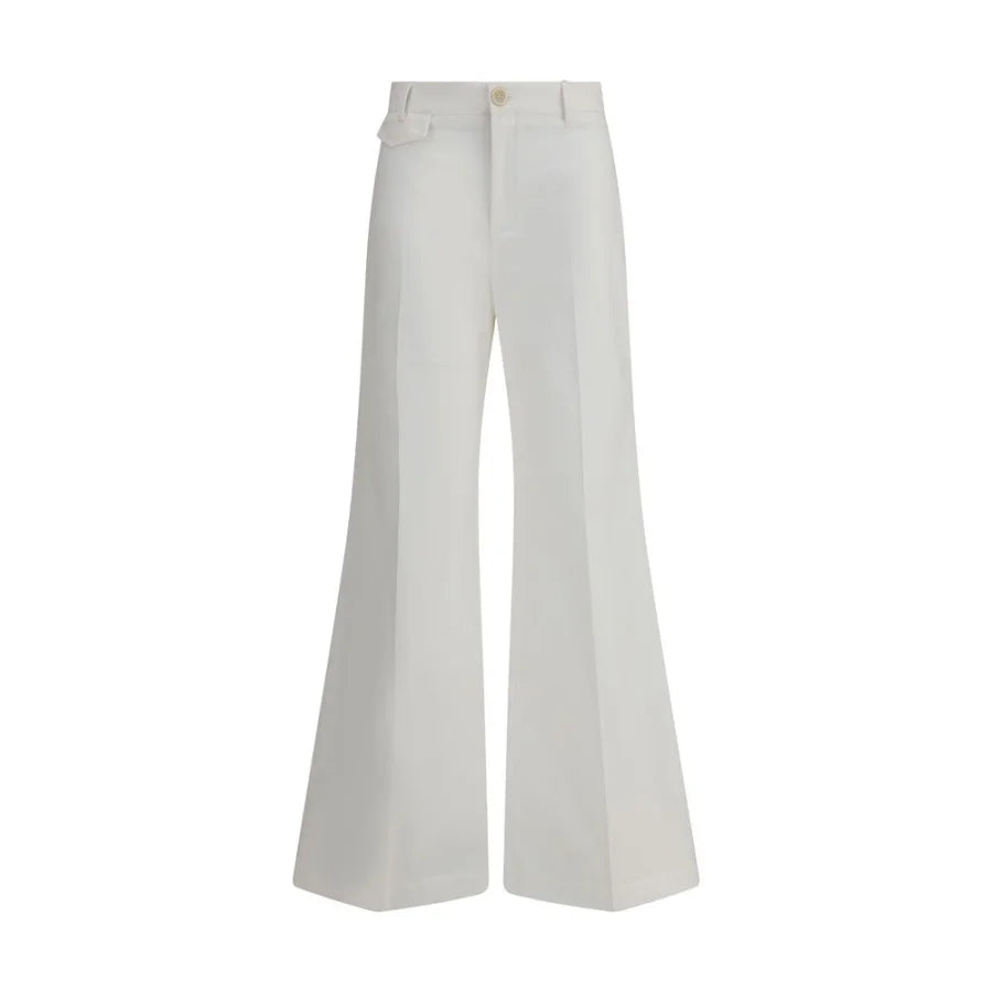 Chloé White Cotton Flared Pants