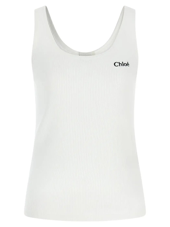 Chloé White Cotton Tank Tops