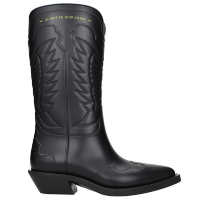 Christian Dior Black Rubber Boots with Iconic Side Logo
