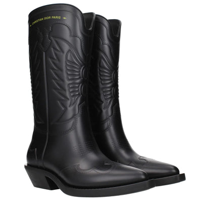 Christian Dior Black Rubber Boots with Iconic Side Logo