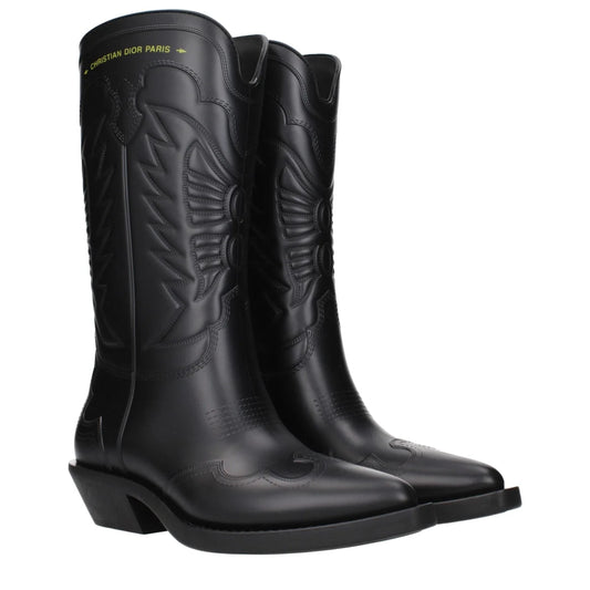 Christian Dior Black Rubber Boots with Iconic Side Logo