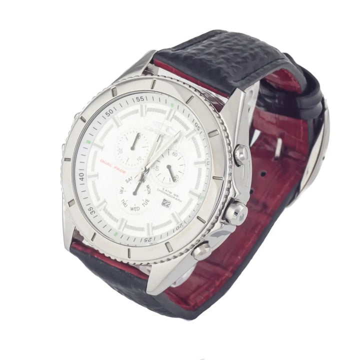 Chronotech Black Leather Dress Watch