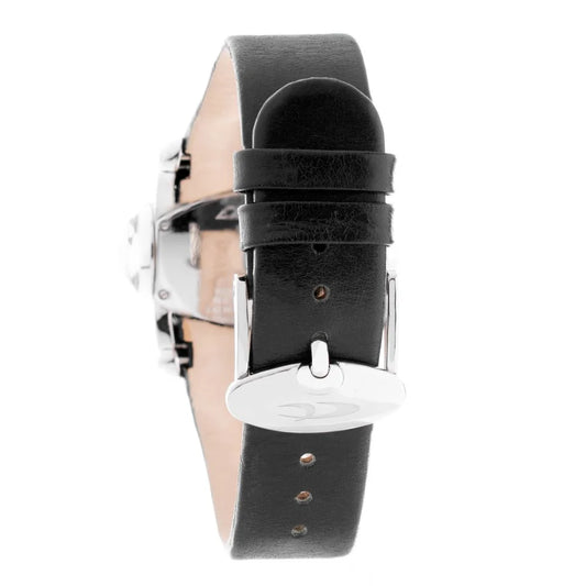 Chronotech Black Leather Dress Watch with Silver Steel Case 48MM
