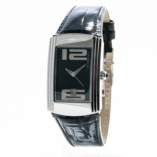 Chronotech Black Leather Dress Watch