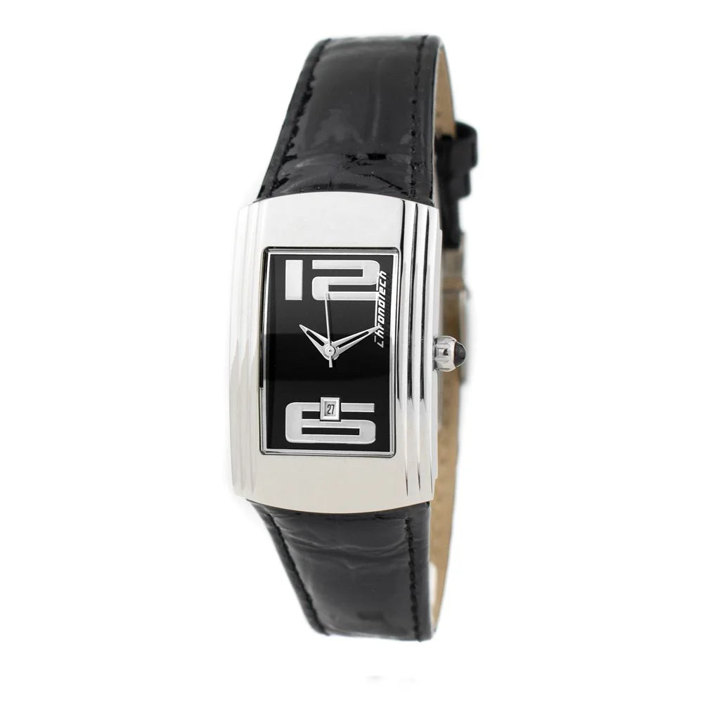 Chronotech Black Leather Dress Watch
