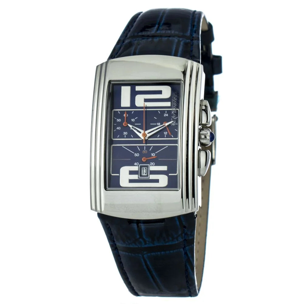 Chronotech Blue Leather Dress Watch