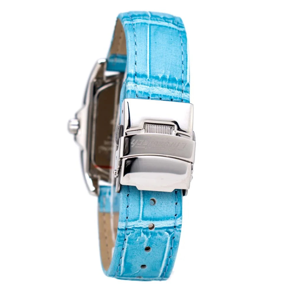 Chronotech Blue Leather Dress Watch with Silver Stainless Steel Case