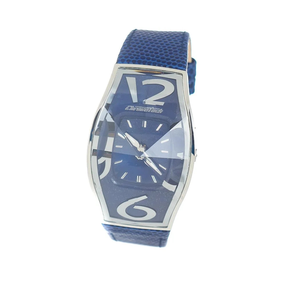 Chronotech Blue Leather Dress Watch with Silver Steel Case 37MM