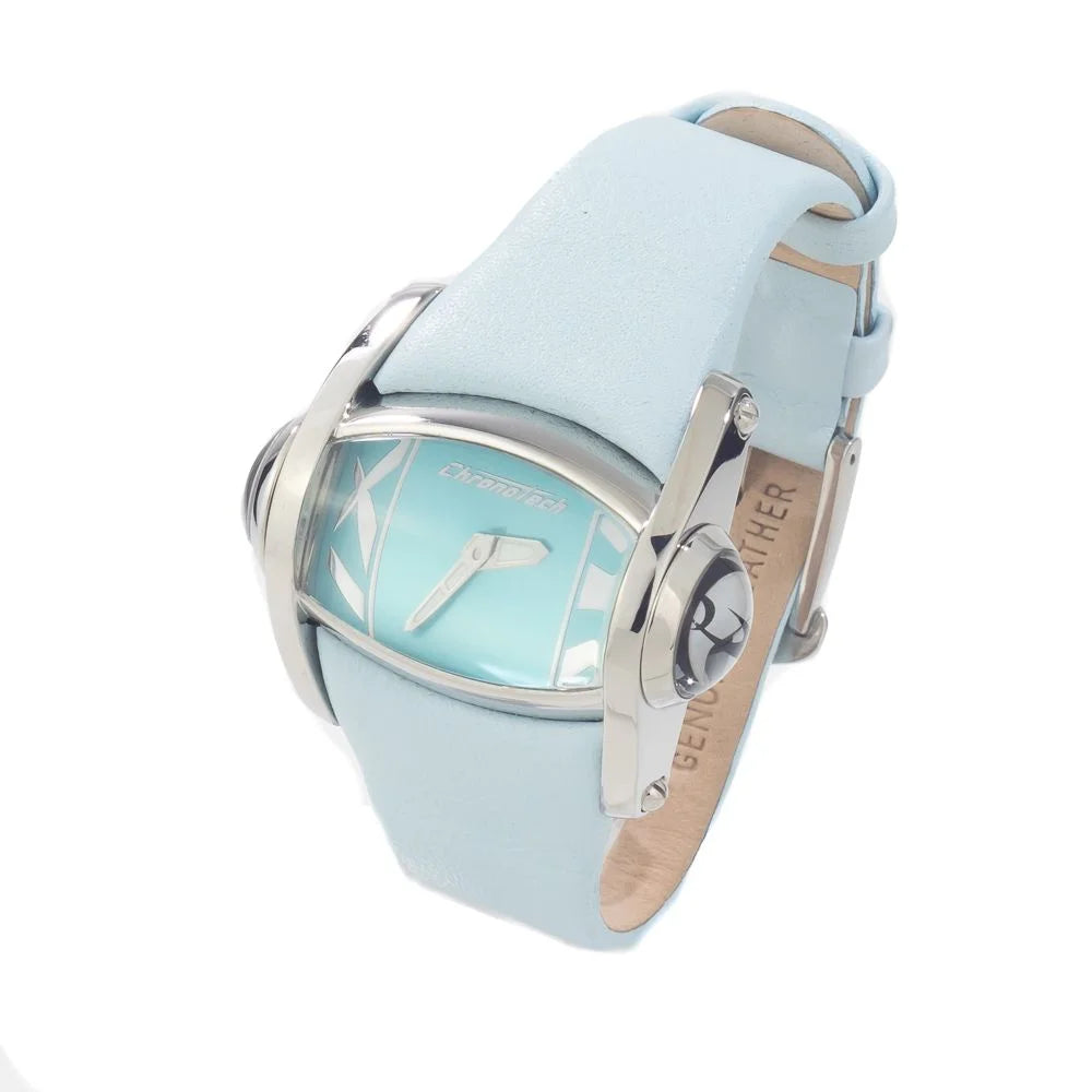 Chronotech Blue Leather Dress Watch with Silver Steel Case 43MM