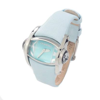 Chronotech Blue Leather Dress Watch with Silver Steel Case 43MM