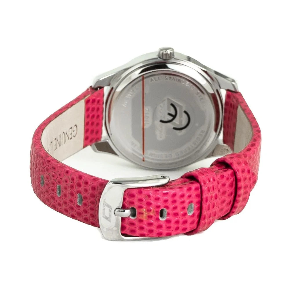 Chronotech Multicolor Leather Dress Watch with Pink Dial and Silver Case