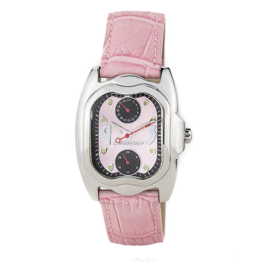 Chronotech Multicolor Leather Dress Watch Pink Dial Silver Stainless Steel