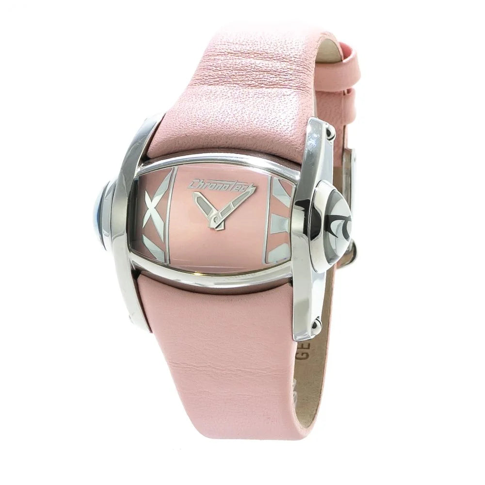 Chronotech Multicolor Leather Dress Watch Pink Dial Silver Steel 33mm