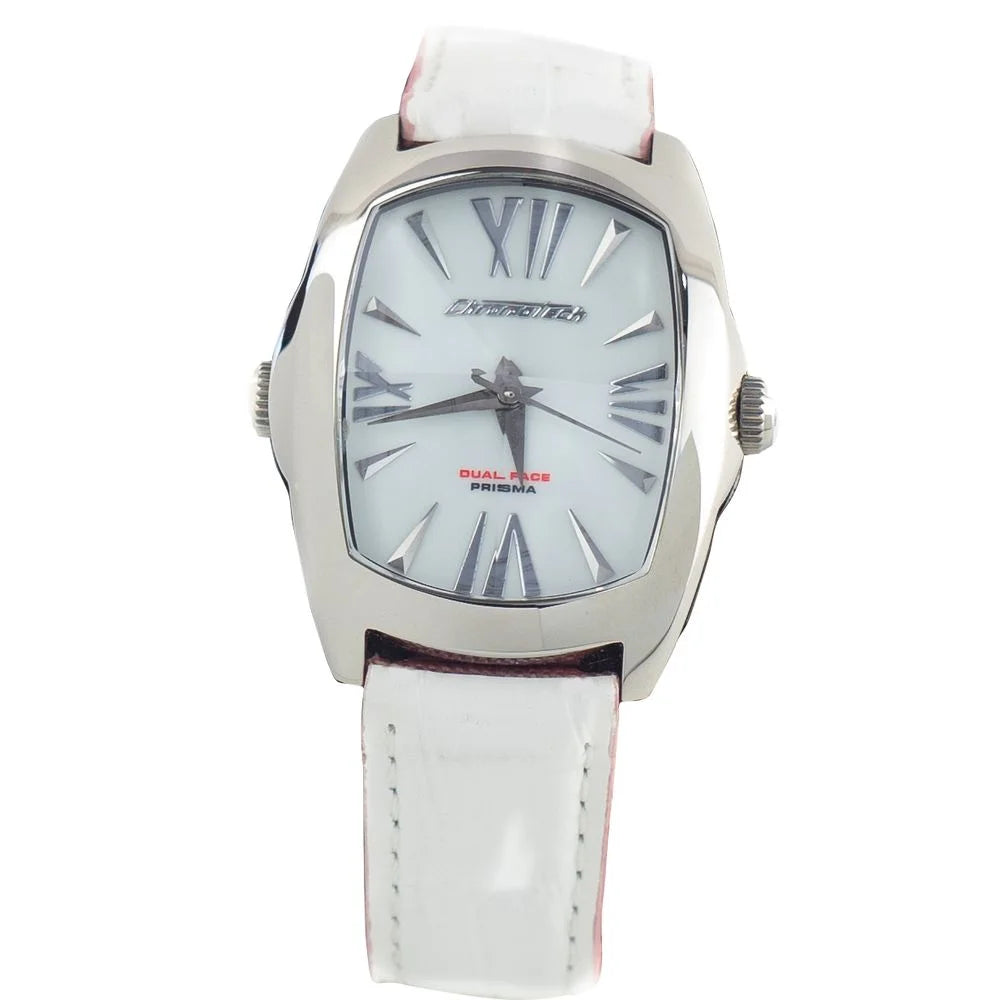 Chronotech Multicolor Leather Dress Watch in Pink and Silver Steel