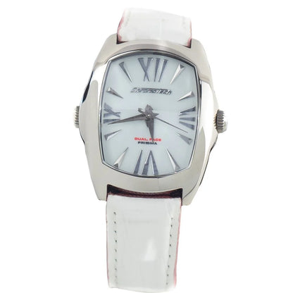 Chronotech Multicolor Leather Dress Watch in Pink and Silver Steel