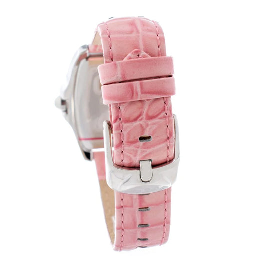 Chronotech Multicolor Leather Dress Watch in Pink and Silver Steel