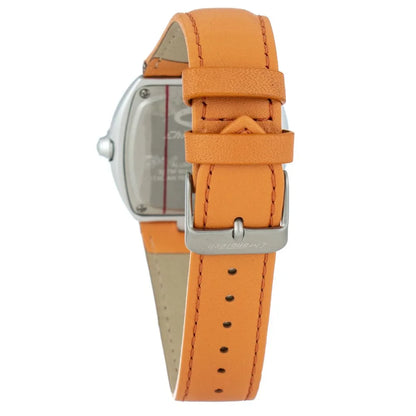 Chronotech Orange Leather Dress Watch with Grey Aluminum Case 41MM