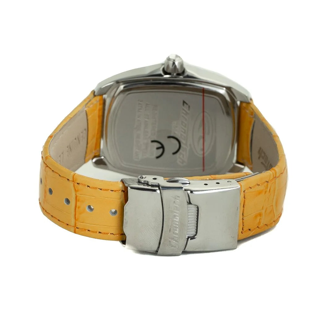 Chronotech Orange Leather Dress Watch with Silver Steel Case 33MM