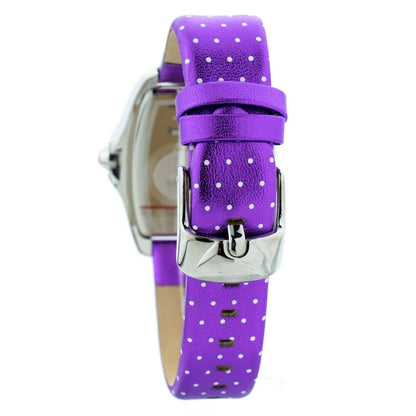 Chronotech Purple Leather Dress Watch with Lilac Dial and Steel Case