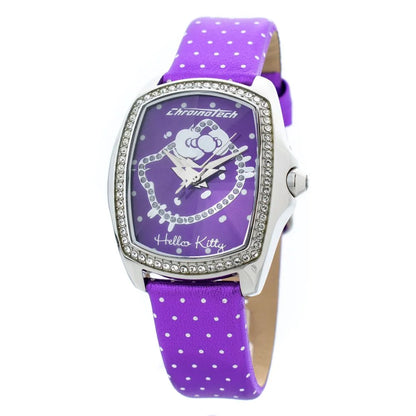 Chronotech Purple Leather Dress Watch with Lilac Dial and Steel Case