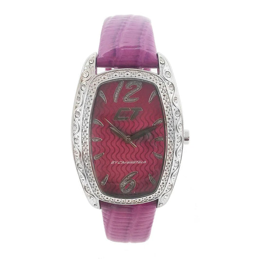 Chronotech Purple Leather Dress Watch with Silver Steel Case