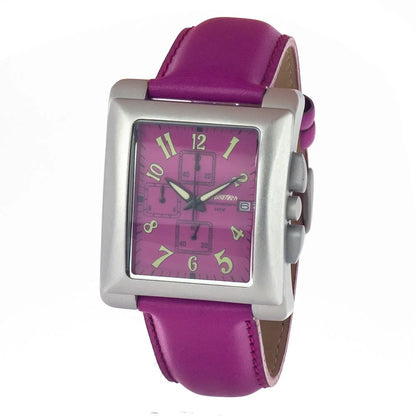 Chronotech Purple Leather Dress Watch with Violet Strap and Mineral Glass